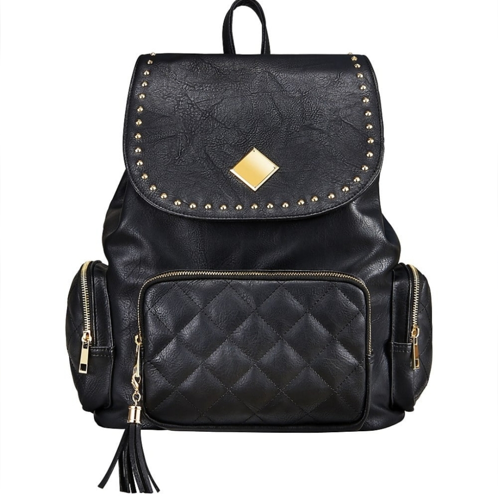 SBG Newbury Backpack with Gold Studs in Black